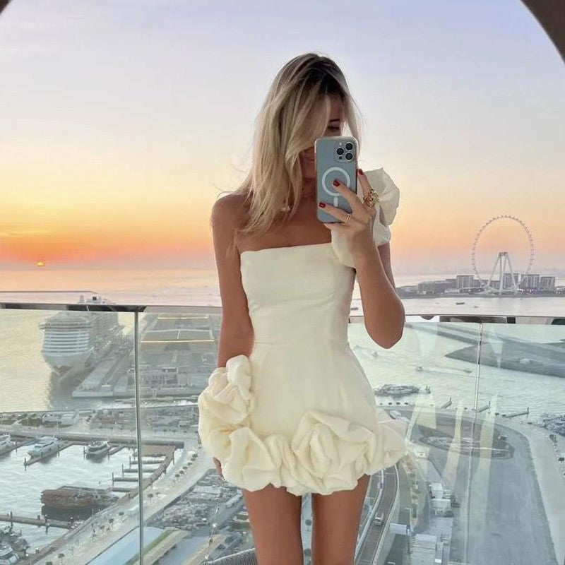 Bloom One-Shoulder Rosette Mini