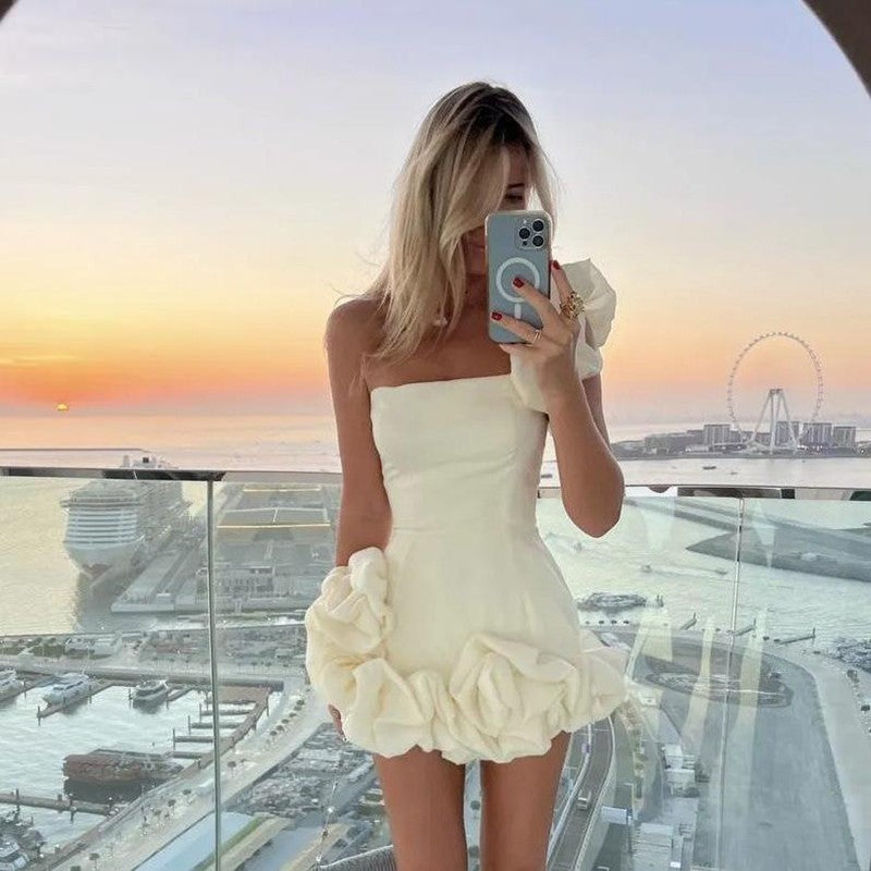 Bloom One-Shoulder Rosette Mini