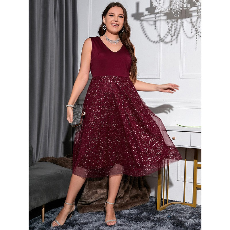 Elodie Polka V-Neck Midi