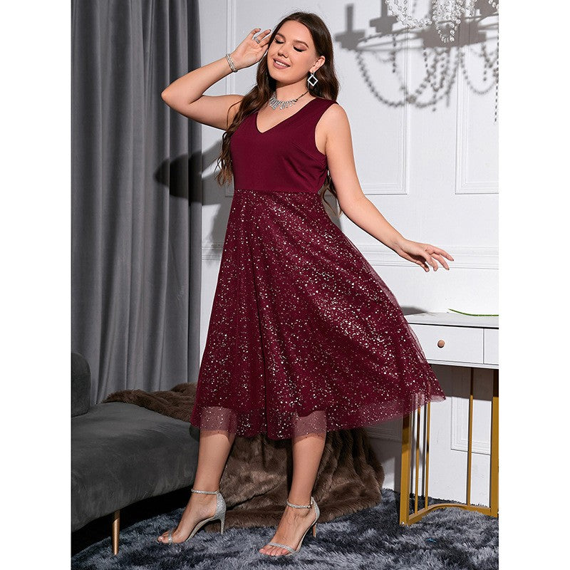 Elodie Polka V-Neck Midi