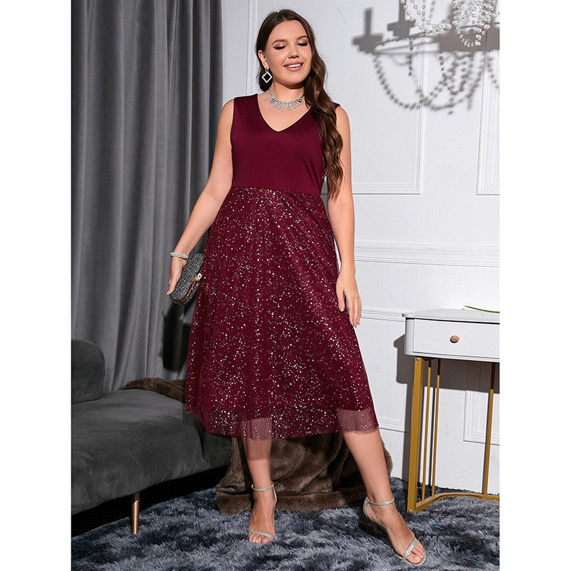 Elodie Polka V-Neck Midi