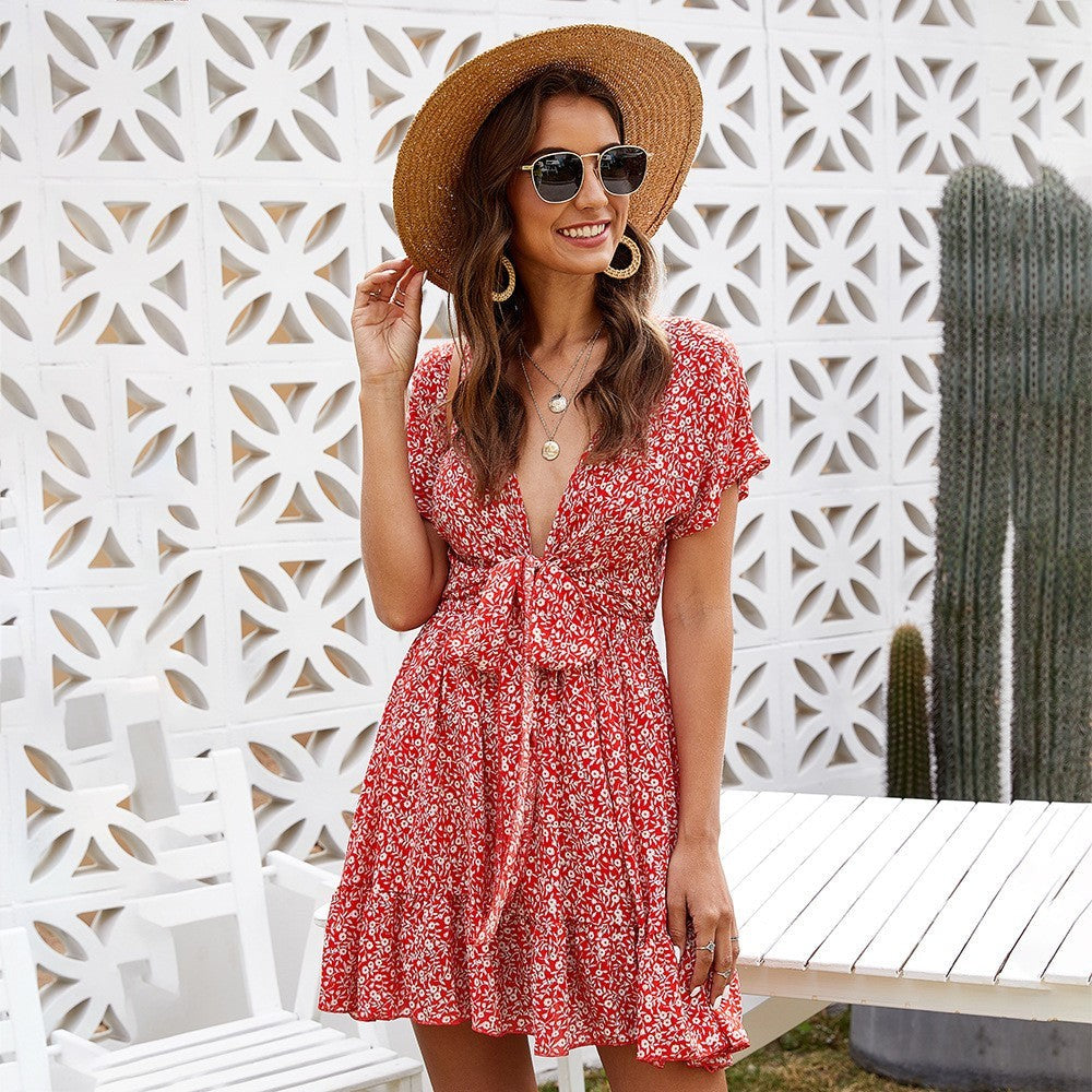 Florence Ruffled V-Neck Dress