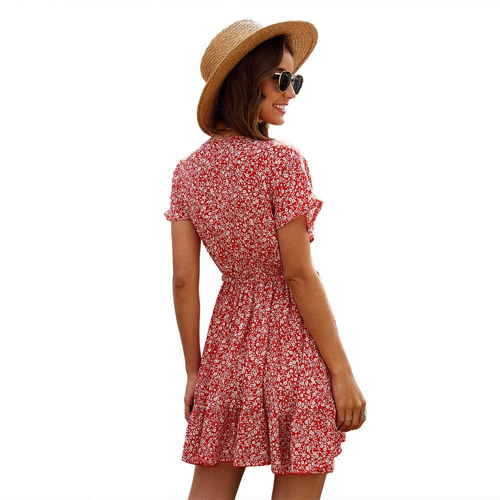Florence Ruffled V-Neck Dress