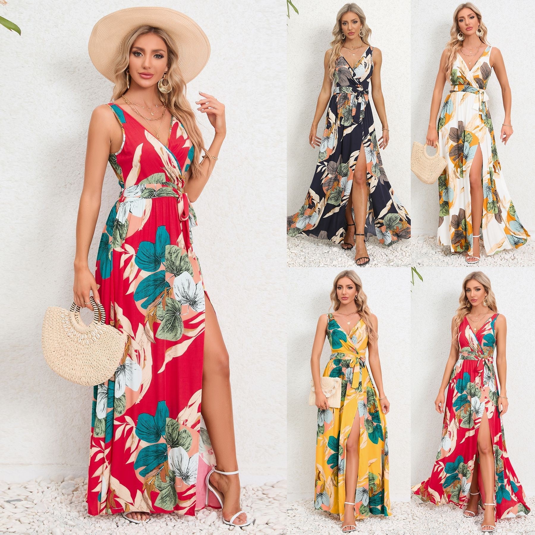 Selene Floral Tie-Slit Maxi
