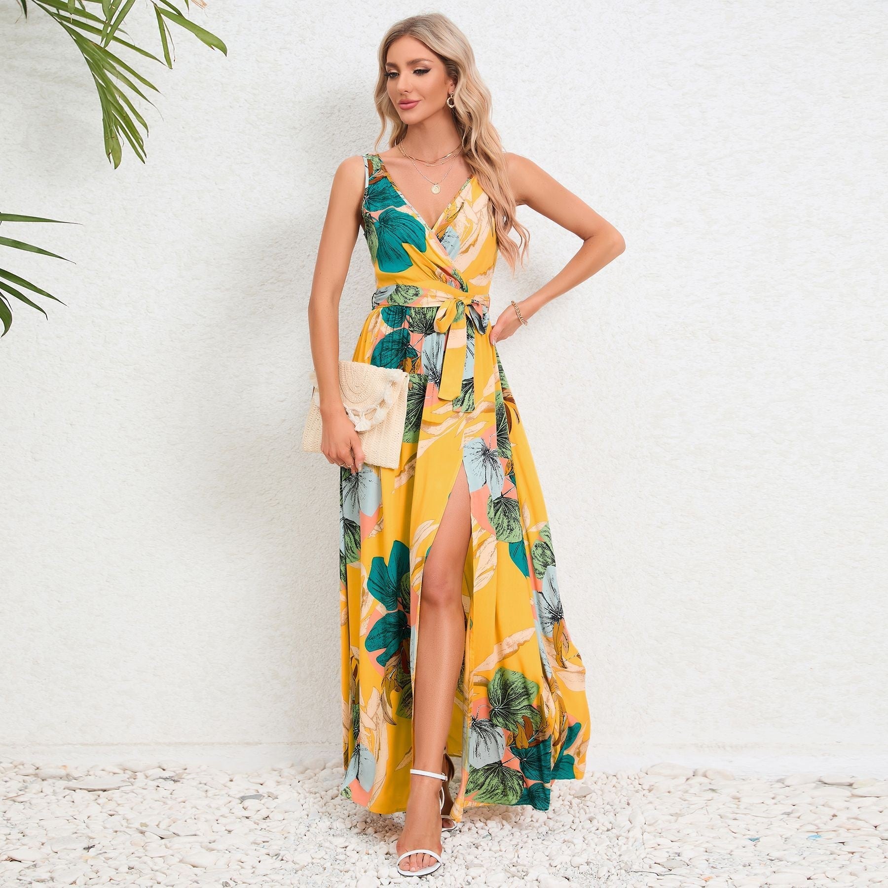 Selene Floral Tie-Slit Maxi
