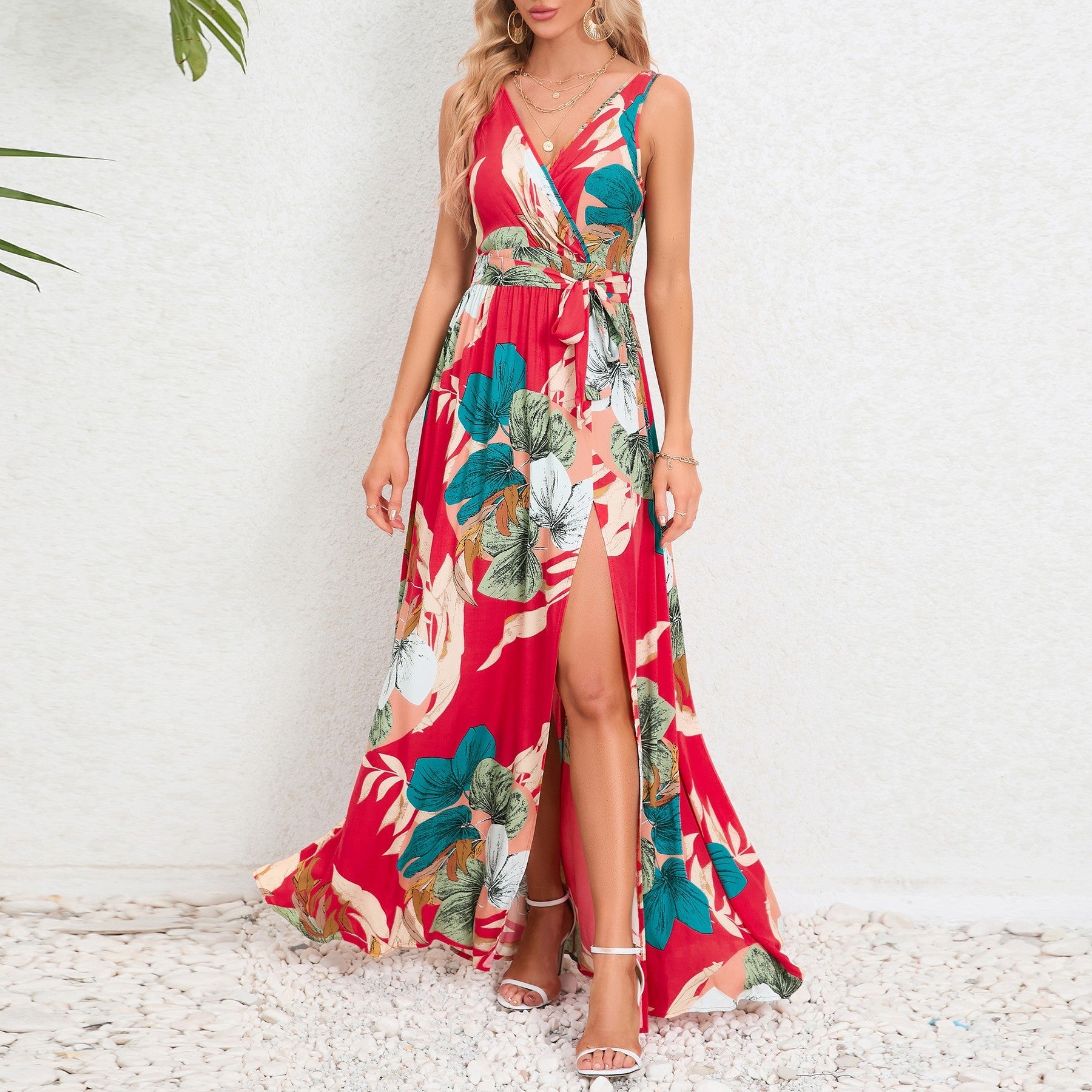 Selene Floral Tie-Slit Maxi