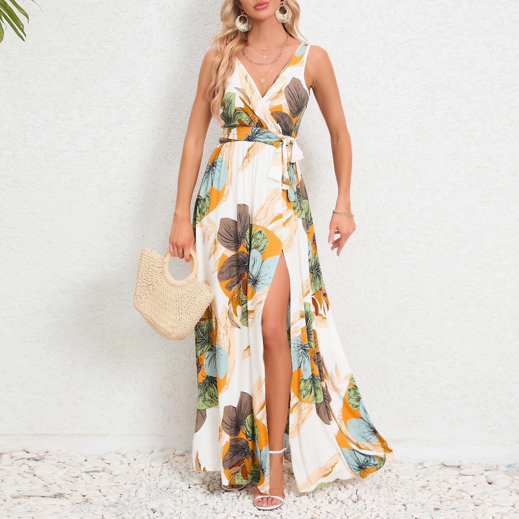 Selene Floral Tie-Slit Maxi