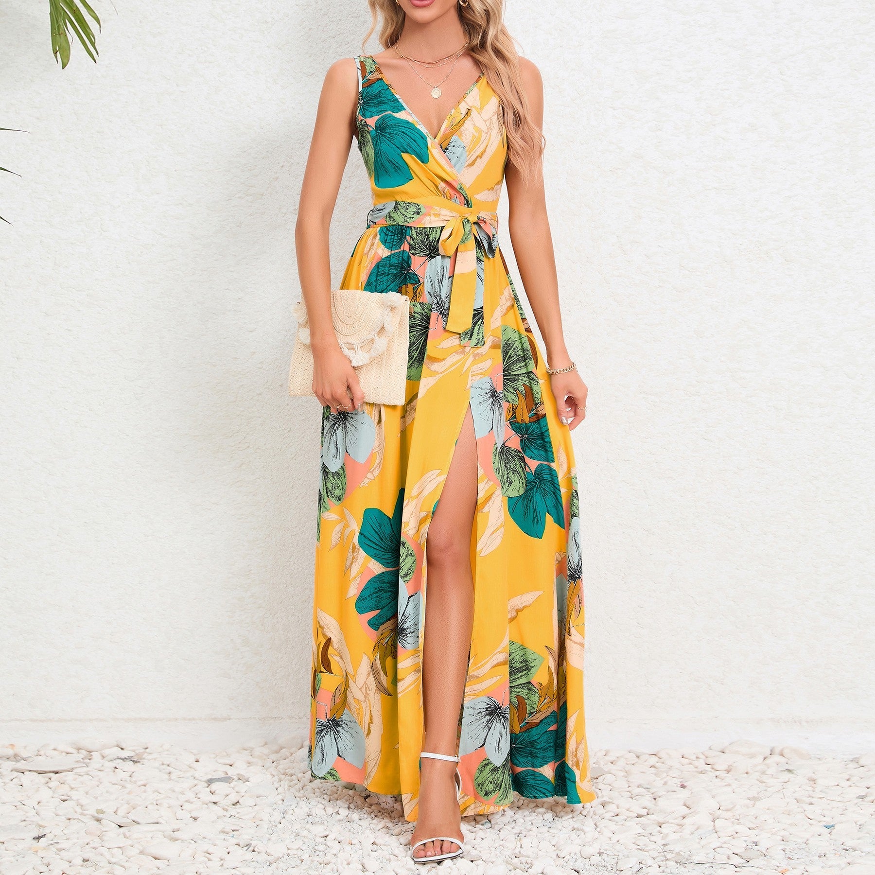 Selene Floral Tie-Slit Maxi